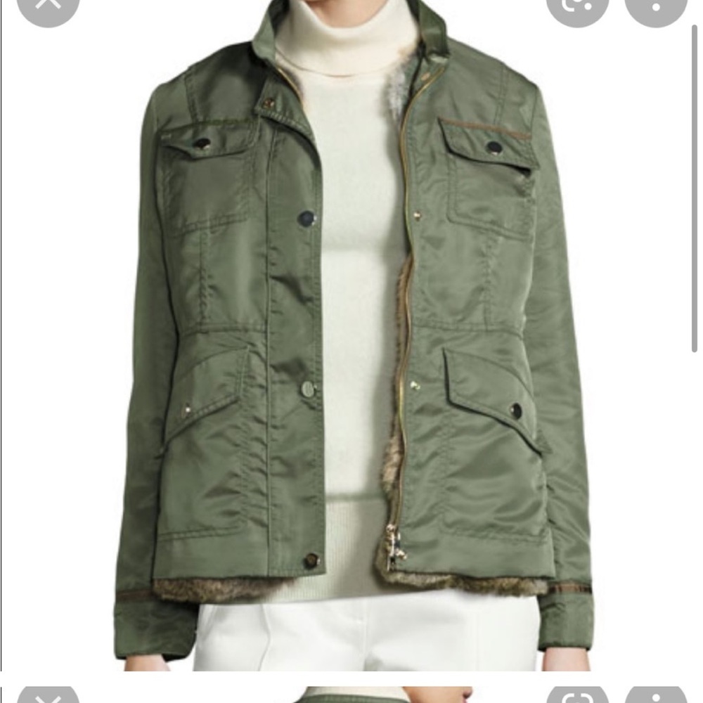 Tory Burch 3-in-1 jacket with removable rabbit fur sz 8